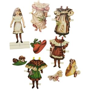 Vintage Paper Doll Set with Outfits, New, Victorian, Collectible Antique Gift